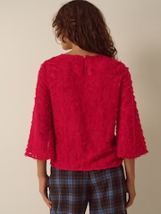 Monsoon Red Chrissy Bell Sleeve Appliqué Top - Image 2 of 5