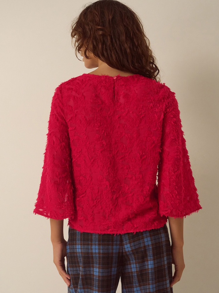 Monsoon Red Chrissy Bell Sleeve Appliqué Top - Image 2 of 5