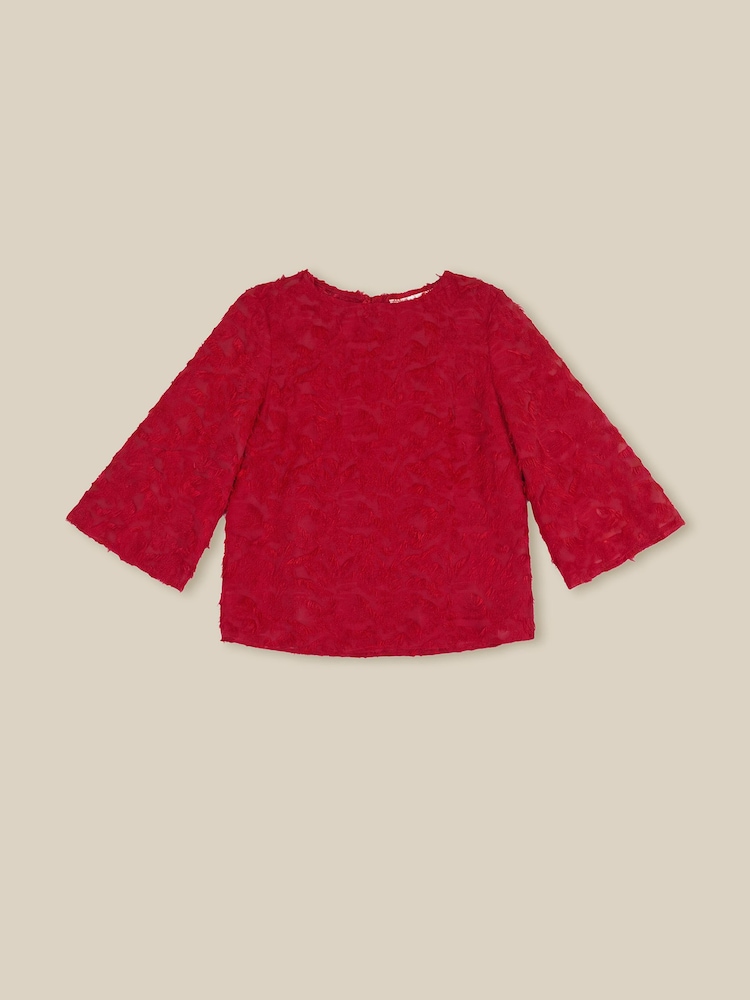 Monsoon Red Chrissy Bell Sleeve Appliqué Top - Image 5 of 5