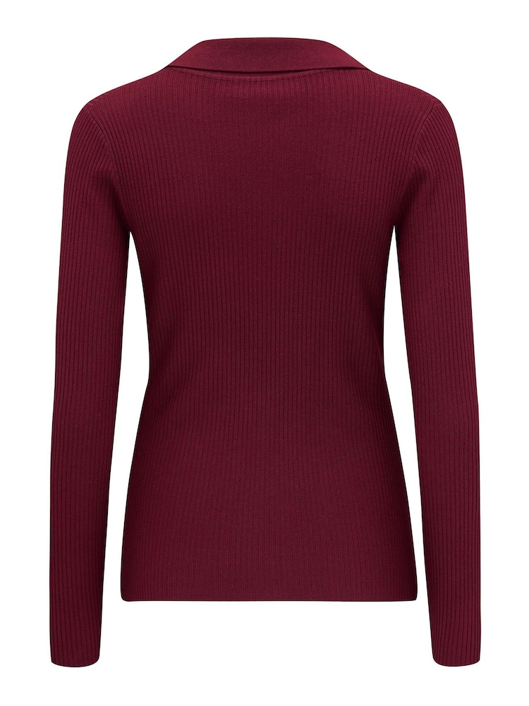 Kastanienbraun - Pour Moi Eva Gerippter Strickpullover mit V-Ausschnitt - Bild 5 von 5