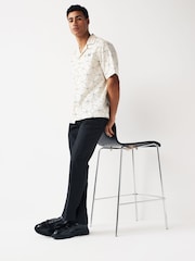 Fred Perry Geometric Print Revere Collar Resort Short Sleeve Shirt - Image 4 of 6