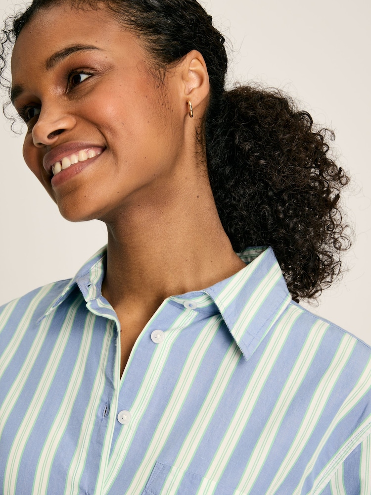 Joules Amilla Blue/White Cotton Shirt - Image 2 of 7 Joules Amilla Blue/White Cotton Shirt - Image 2 of 7