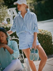 Joules Amilla Blue/White Cotton Shirt - Image 6 of 7