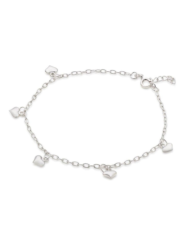 Beaverbrooks Sterling Silver Heart Anklet - Image 1 of 3