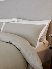 Grey Silver/White Cotton Rich Duvet Cover and Pillowcase Set - Image 1 of 5