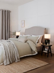 Grey Silver/White Cotton Rich Duvet Cover and Pillowcase Set - Image 2 of 5