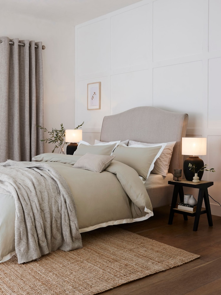 Grey Silver/White Cotton Rich Duvet Cover and Pillowcase Set - Image 2 of 5
