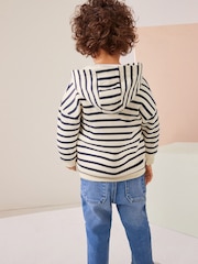 Ecru White/Navy Blue Stripe Zip Through Hoodie (3mths-7yrs) - Image 2 of 6