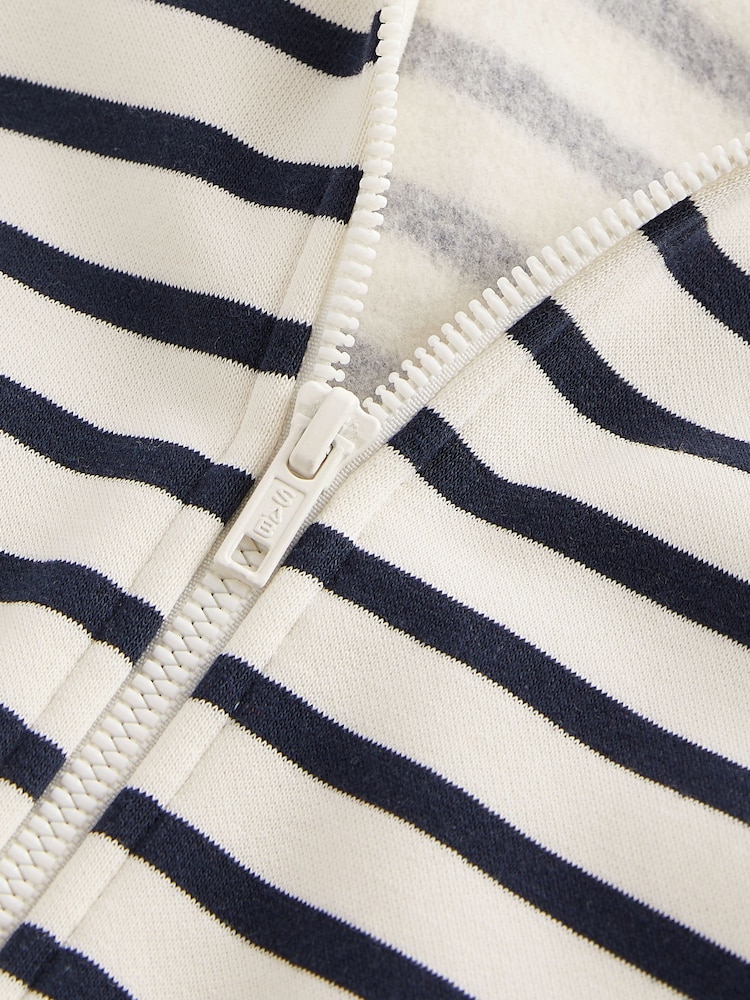 Ecru White/Navy Blue Stripe Zip Through Hoodie (3mths-7yrs) - Image 6 of 6