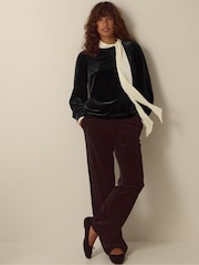 Monsoon Black Tia Tie Neck Velvet Top - Image 2 of 4