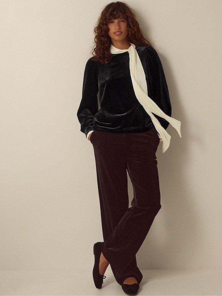 Monsoon Black Tia Tie Neck Velvet Top - Image 2 of 4 Monsoon Black Tia Tie Neck Velvet Top - Image 2 of 4