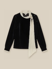 Monsoon Black Tia Tie Neck Velvet Top - Image 4 of 4