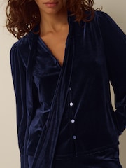 Monsoon Blue Tessa Neck Tie Velvet Shirt - Image 2 of 4