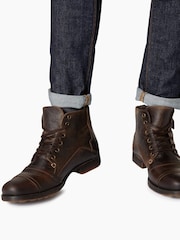 Dune London Brown Heavy Duty Leather Simon Ankle Boots - Image 1 of 6