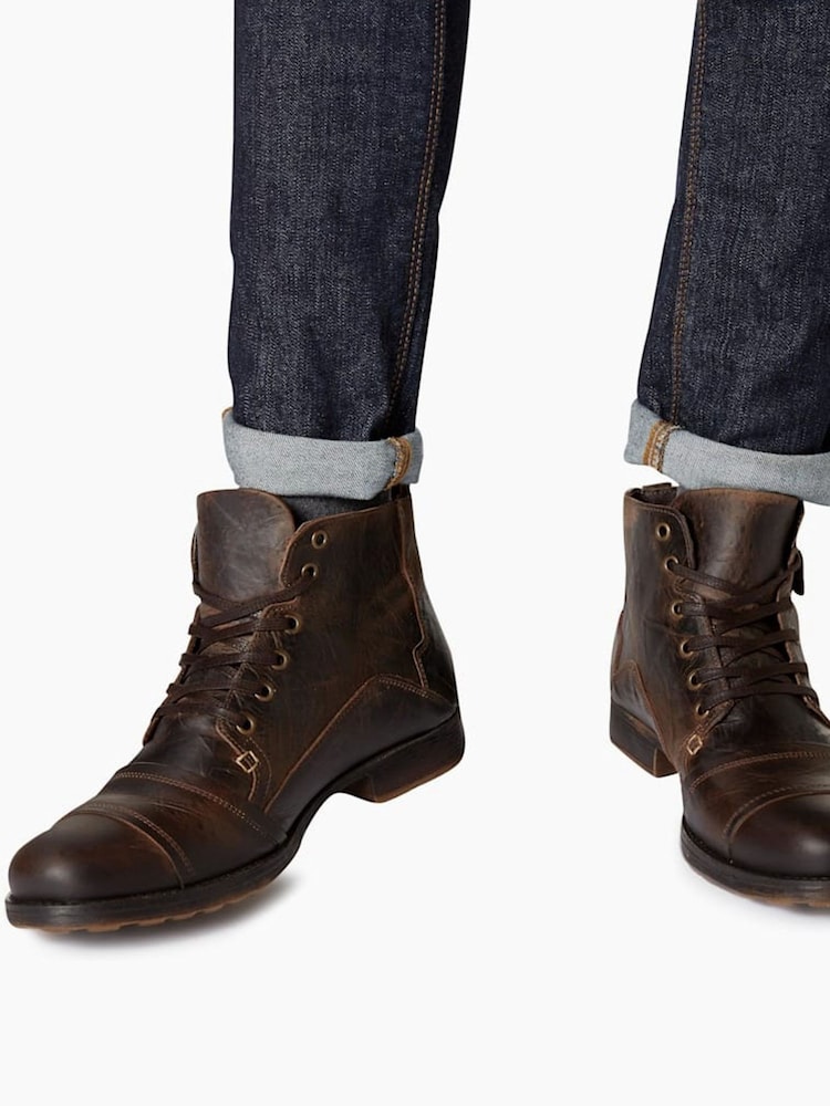 Dune London Brown Heavy Duty Leather Simon Ankle Boots - Image 1 of 6