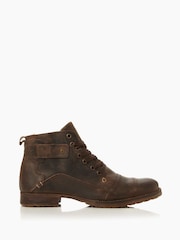 Dune London Brown Heavy Duty Leather Simon Ankle Boots - Image 3 of 6