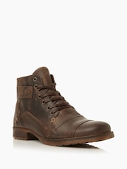 Dune London Brown Heavy Duty Leather Simon Ankle Boots - Image 4 of 6