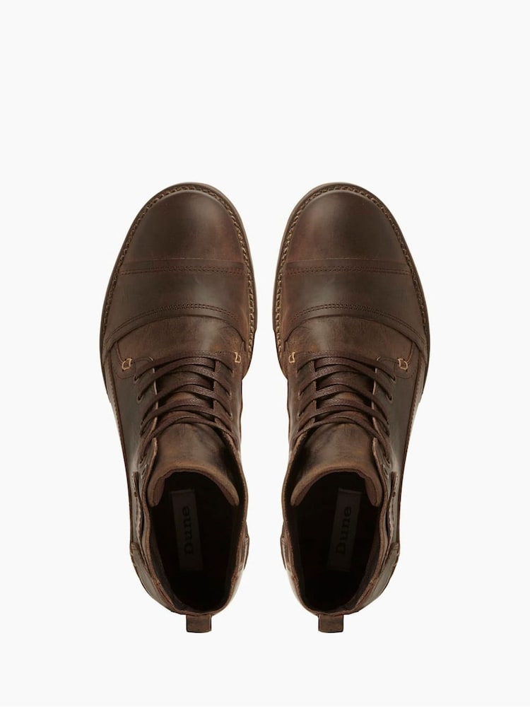 Dune London Brown Heavy Duty Leather Simon Ankle Boots - Image 6 of 6