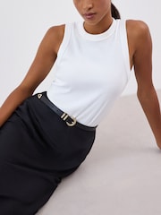 Black Leather Skinny Western Belt - Image 3 of 6