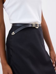 Black Leather Skinny Western Belt - Image 4 of 6