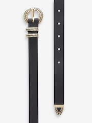Black Leather Skinny Western Belt - Image 6 of 6