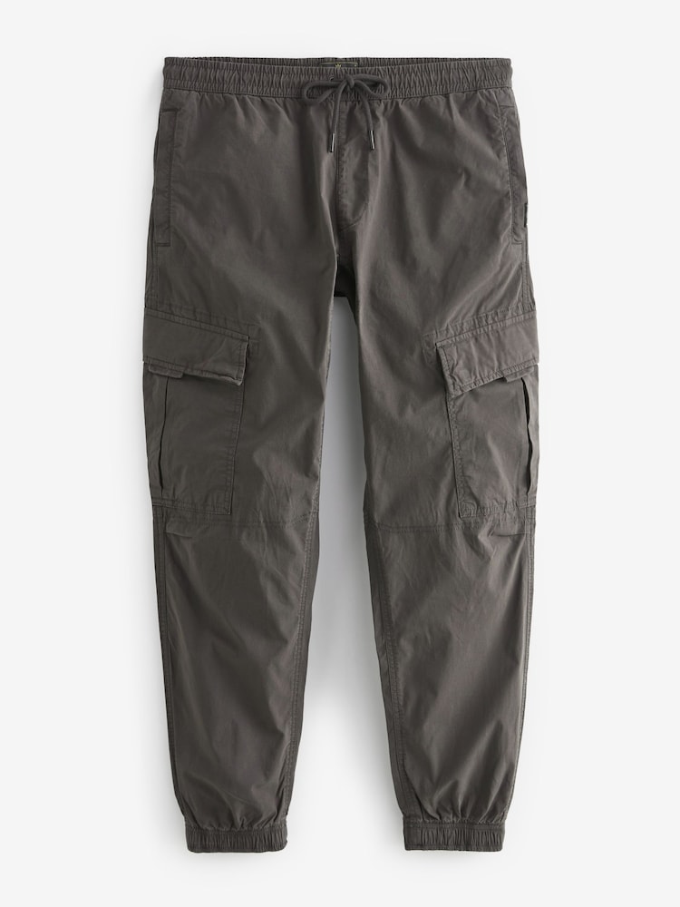 Gris de charbon de bois - Slim Fit (Slim Fit) - Pantalon cargo style militaire en tissu stretch - Image 7 of 12