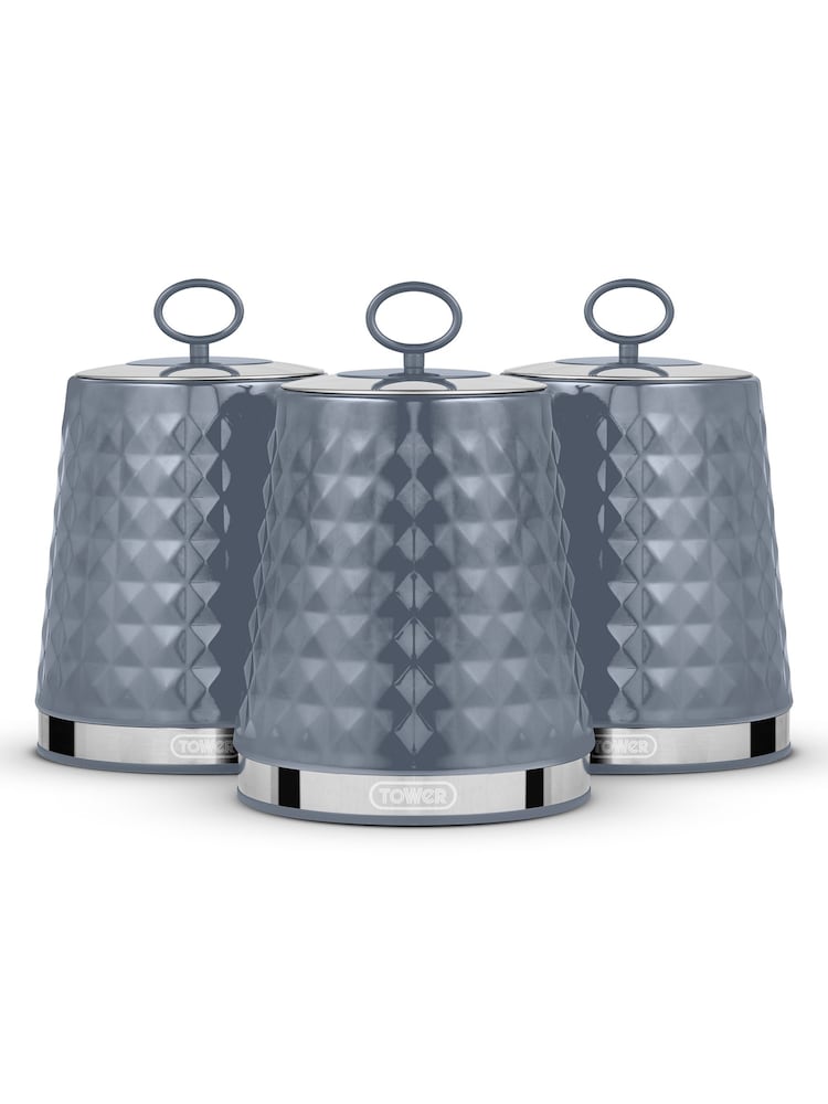 Tower Grey Solitaire Set of 3 Canisters - Image 4 of 4