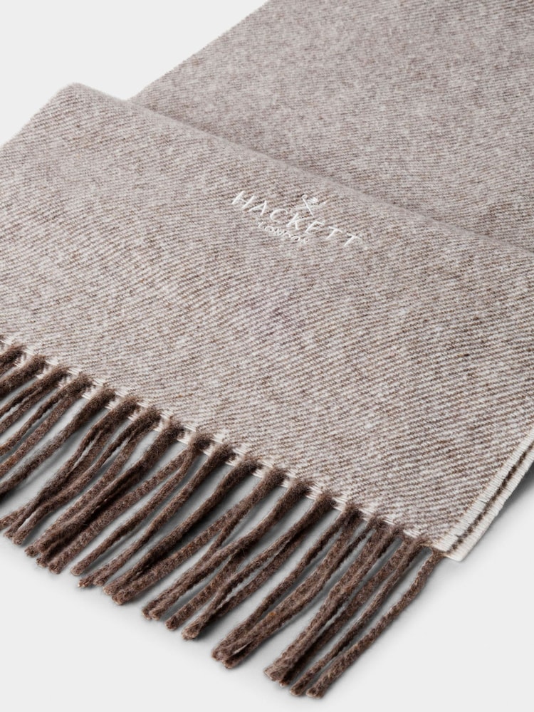 Brun - Hackett Wool-Cashmere Twill Scarf - Made in Italy - Image 1 sur 3