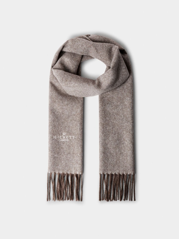 Brun - Hackett Wool-Cashmere Twill Scarf - Made in Italy - Image 3 sur 3
