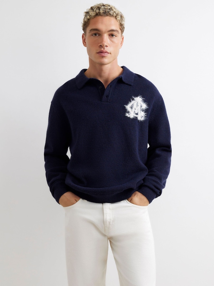 River Island Blue Cosy Rugby Jumper - Image 1 of 4