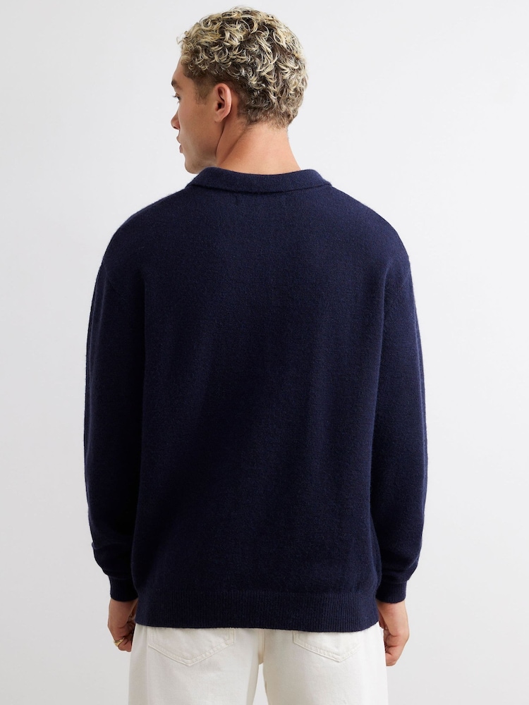 River Island Blue Cosy Rugby Jumper - Image 2 of 4