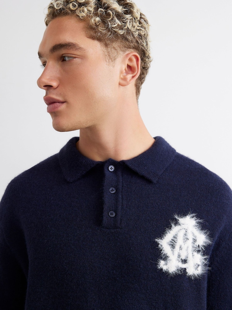 River Island Blue Cosy Rugby Jumper - Image 4 of 4