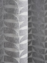 Curtina Grey 100% Cotton Kendal Velvet Geo Lined Eyelet Curtains - Image 4 of 4