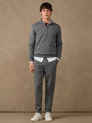 Hackett Grey Branded Cotton Quarter Zip Sweat Top - Image 4 of 5