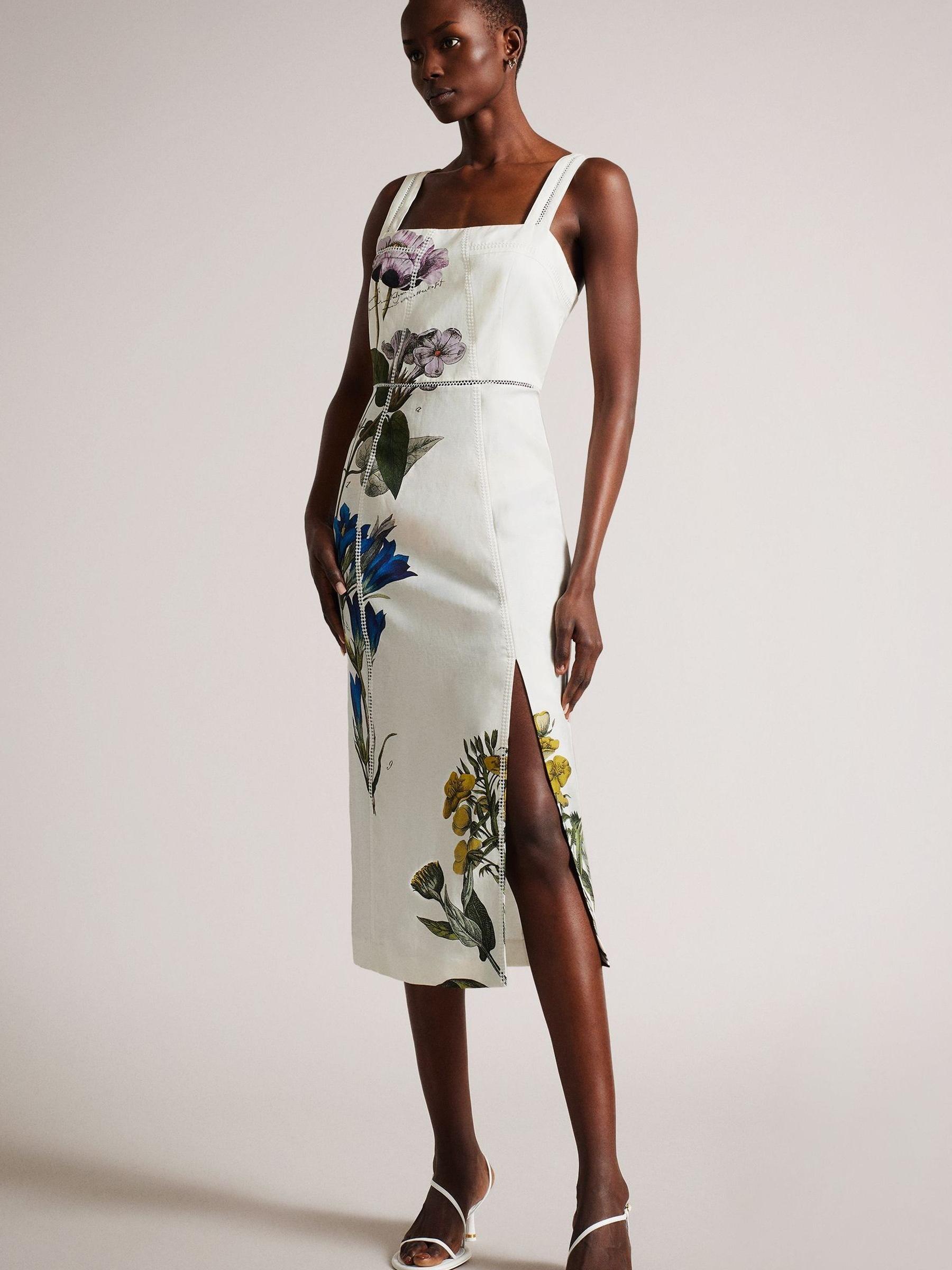 Buy Ted Baker Jasmmie Square Neck Pencil White Dress With