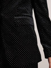 Black Tailored Velvet Embellished Single Breasted Blazer - Image 6 of 8
