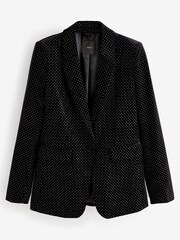 Black Tailored Velvet Embellished Single Breasted Blazer - Image 7 of 8