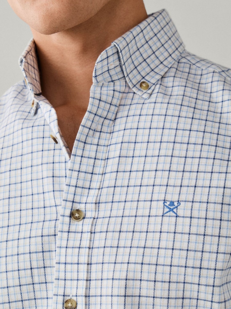 Hackett Blue Tailored Fit Checked Flannel Shirt - Image 2 of 6 Hackett Blue Tailored Fit Checked Flannel Shirt - Image 2 of 6
