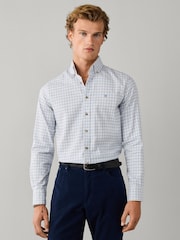 Hackett Blue Tailored Fit Checked Flannel Shirt - Image 3 of 6