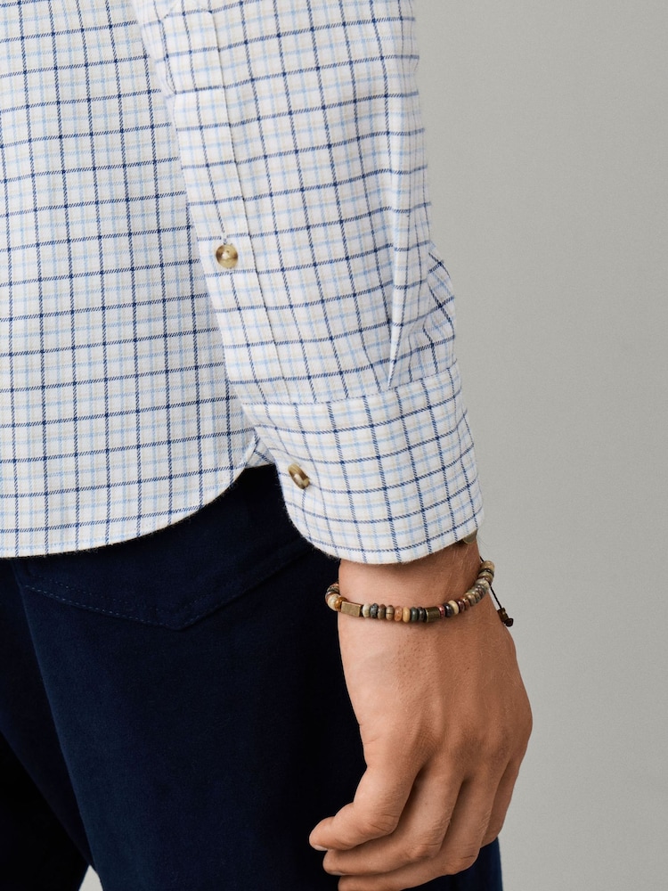 Hackett Blue Tailored Fit Checked Flannel Shirt - Image 6 of 6 Hackett Blue Tailored Fit Checked Flannel Shirt - Image 6 of 6
