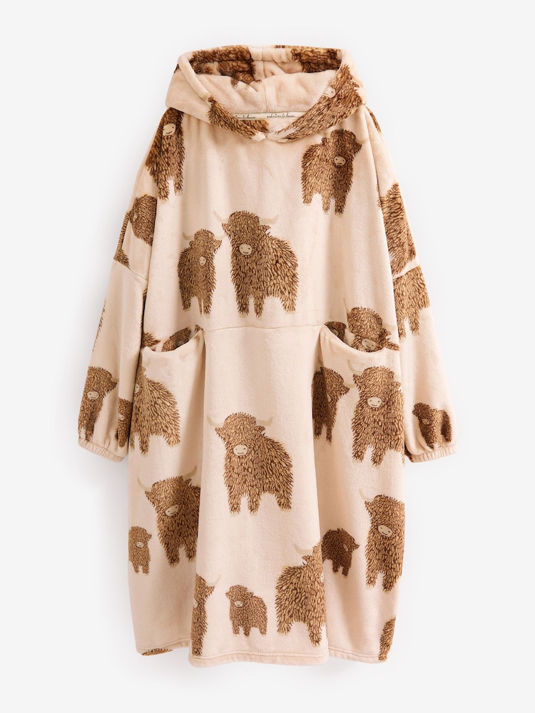 Cream Hamish The Highland Cow Oversized Blanket Hoodie - Image 5 of 6