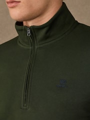 Hackett Green Branded Cotton Quarter Zip Sweat Top - Image 2 of 5