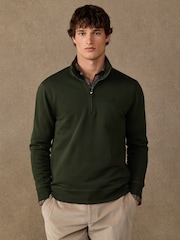 Hackett Green Branded Cotton Quarter Zip Sweat Top - Image 3 of 5