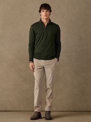 Hackett Green Branded Cotton Quarter Zip Sweat Top - Image 4 of 5