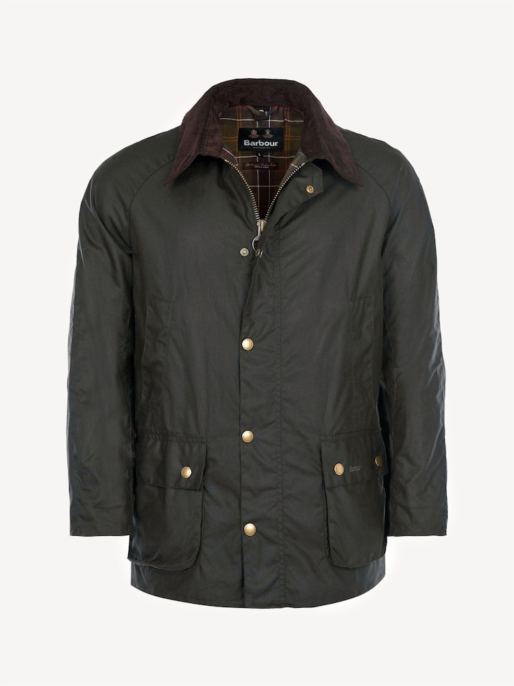 Barbour® Khaki Green Ashby Waxed Jacket - Image 9 of 9