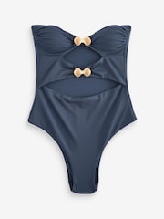 Marineblau/blau - Bauchformender Badeanzug mit Cutout und Muschelverzierung - Bild 6 von 6