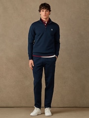 Hackett Blue Branded Cotton Quarter Zip Sweat Top - Image 4 of 5