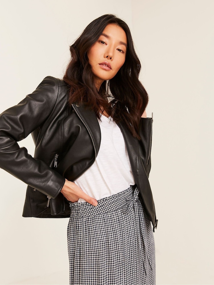 FatFace Black Biker Bethany Jacket - Image 1 of 10