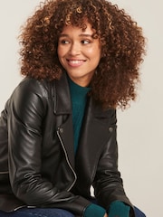 FatFace Black Biker Bethany Jacket - Image 8 of 10