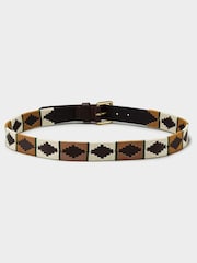 OSPREY LONDON Yellow The Mendoza Polo 3.5cm Leather Belt - Image 2 of 2